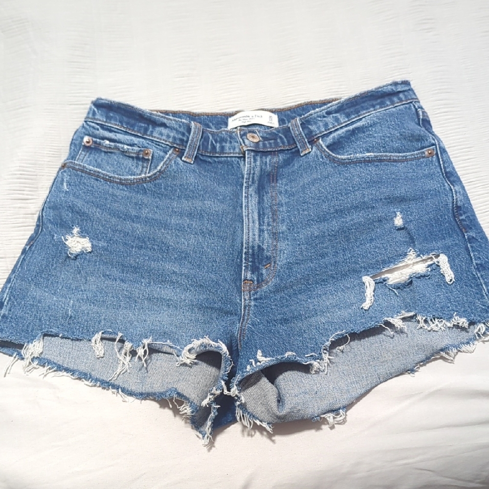 Abercrombie & Fitch Distressed Blue Denim Cutoff Shorts